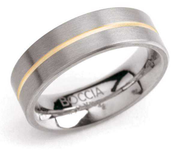 Boccia 0101 03 Ring Titanium zilver en goudkleurig 6 mm