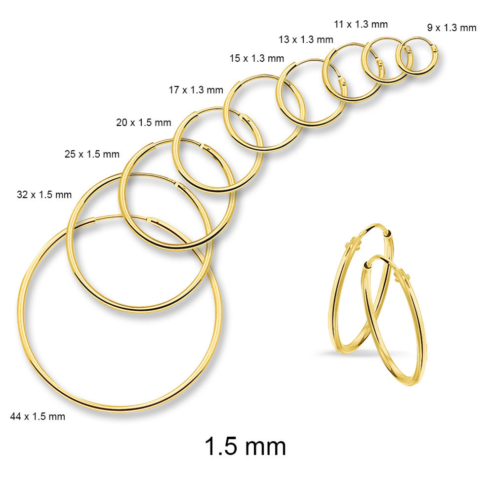 Speel silhouet Napier Gouden oorringen 4001250 1.3 - 1.5 mm | Trendjuwelier