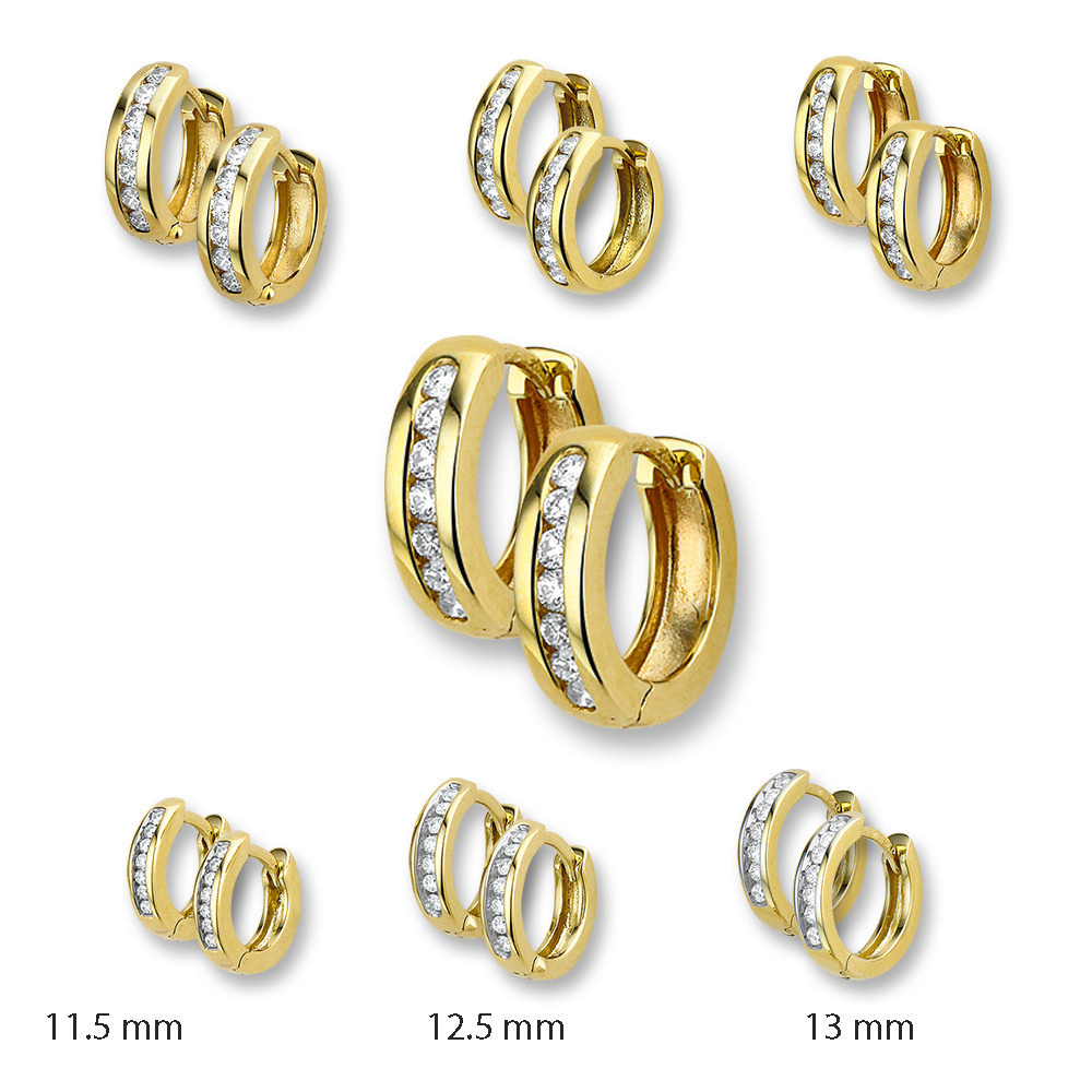 Oefening beoefenaar Fondsen Gouden oorringen met diamant van 11.5 mm | Trendjuwelier