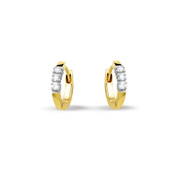 begrijpen aantal tekort Bicolor gouden oorringen 0.18 crt diamant | Trendjuwelier