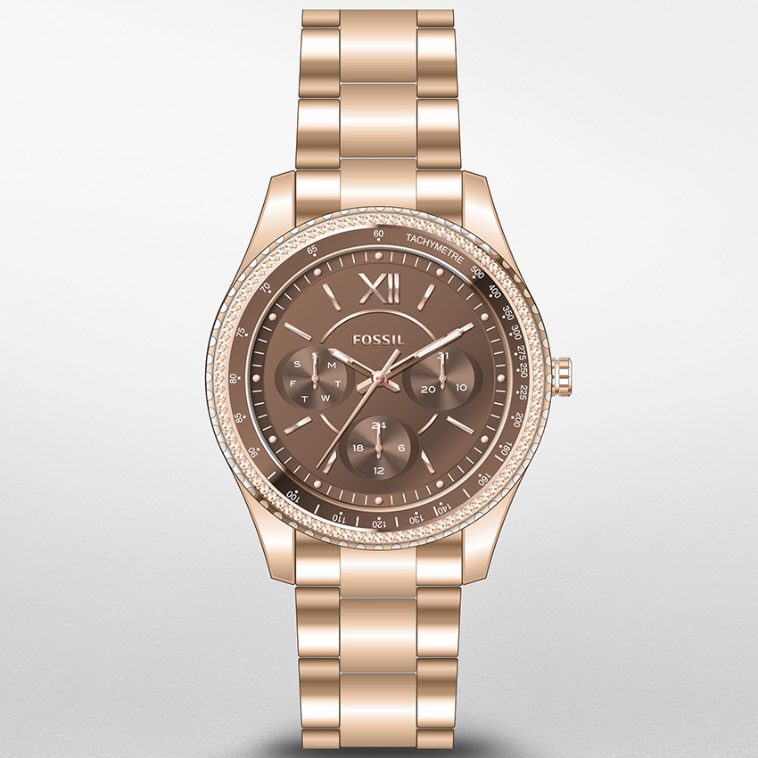 Fossil ES5109 Horloge Stella Sport Multi rose-bruin 37 mm