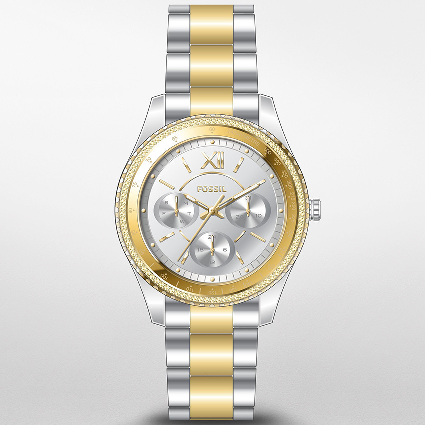 olifant Samenpersen Krimpen Fossil ES5107 Horloge Stella Sport Multi zilver-goud 37 mm