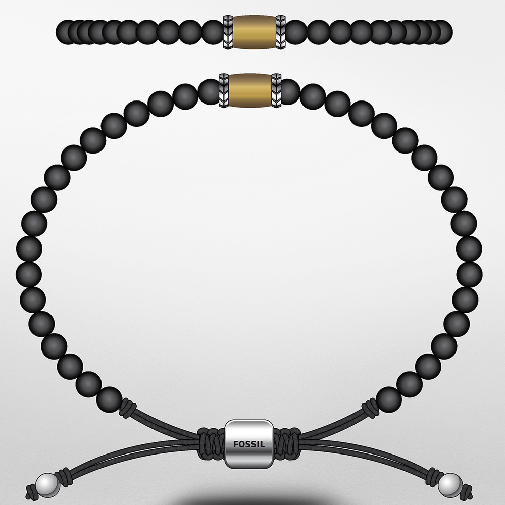 18-19,5 mm staal-onyx-tijgeroog zwart-bruin Vintage Casual Armband 4,5 JF03841040 cm Beads Fossil