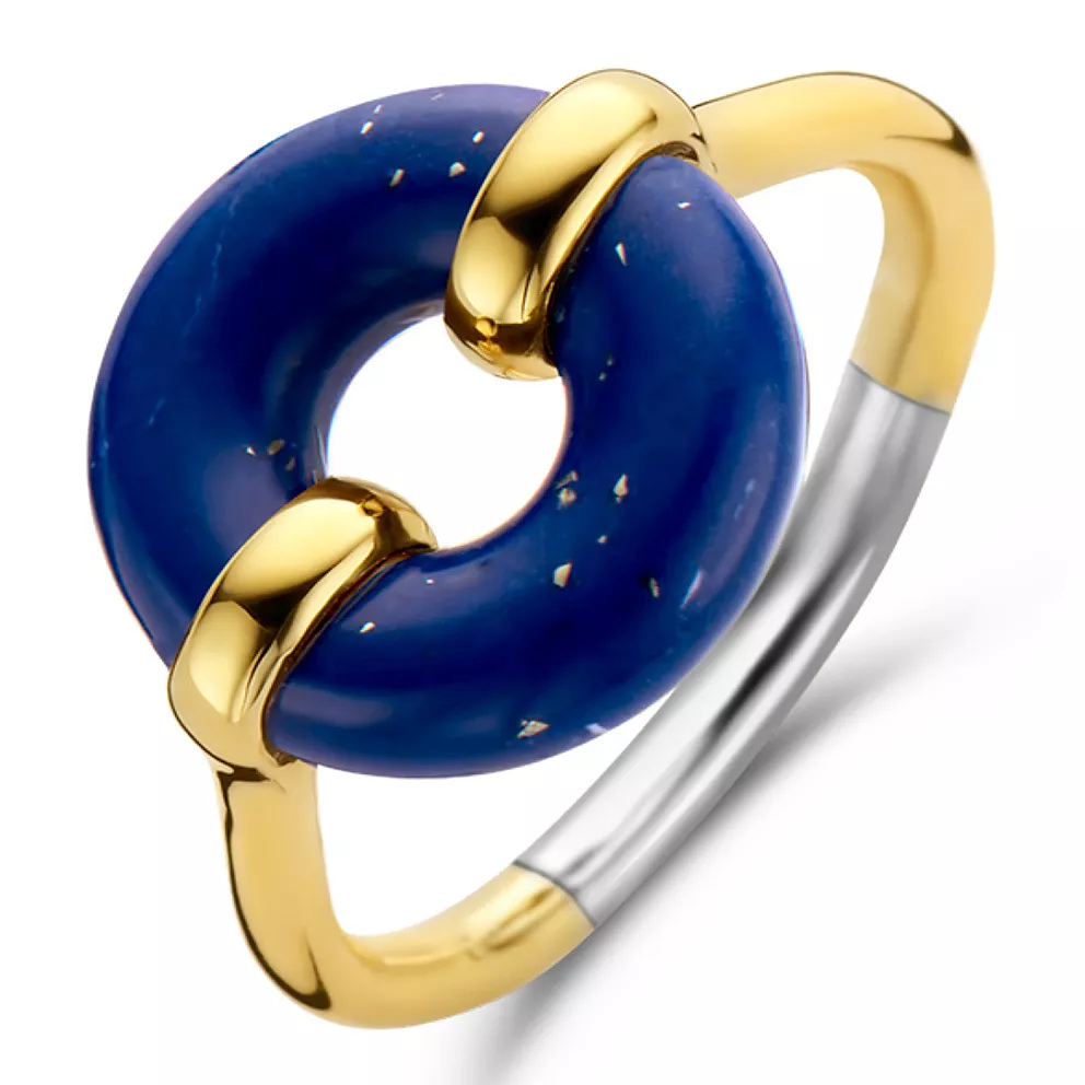 TI SENTO-Milano 12236BL Ring zilver-kleursteen goudkleurig-blauw