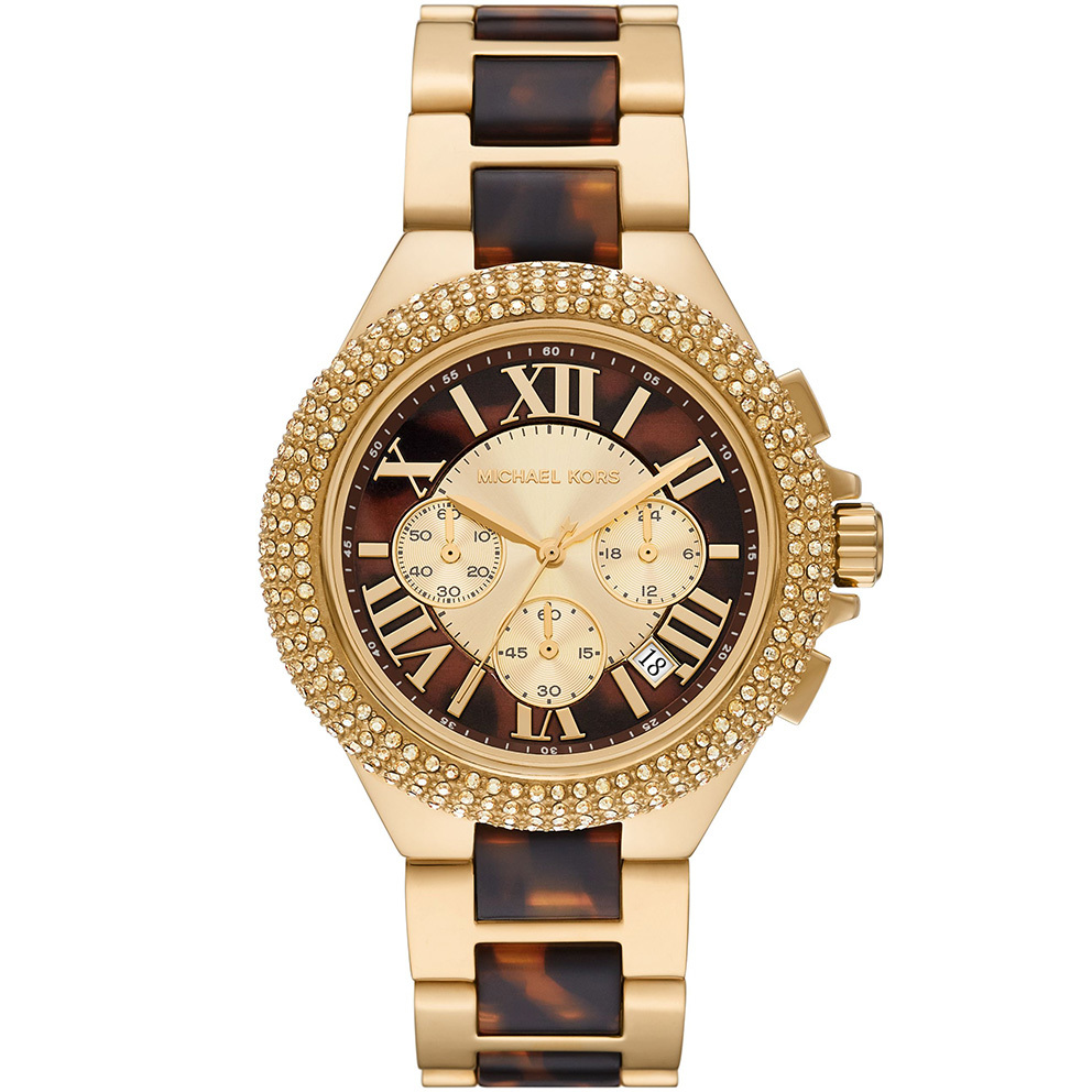 Michael Kors MK7269 Horloge Camille Chrono staal goudkleurig bruin