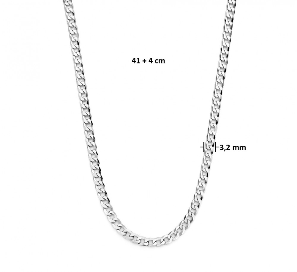 gourmet-3-2-mm-schakelketting-zilver-gerhodineerd-lengte-verstelbaar-41-45-cm