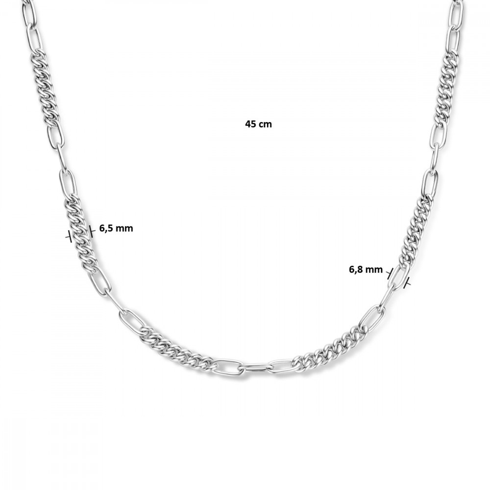 gourmet-en-paperclip-schakelcollier-zilver-lengte-45-cm