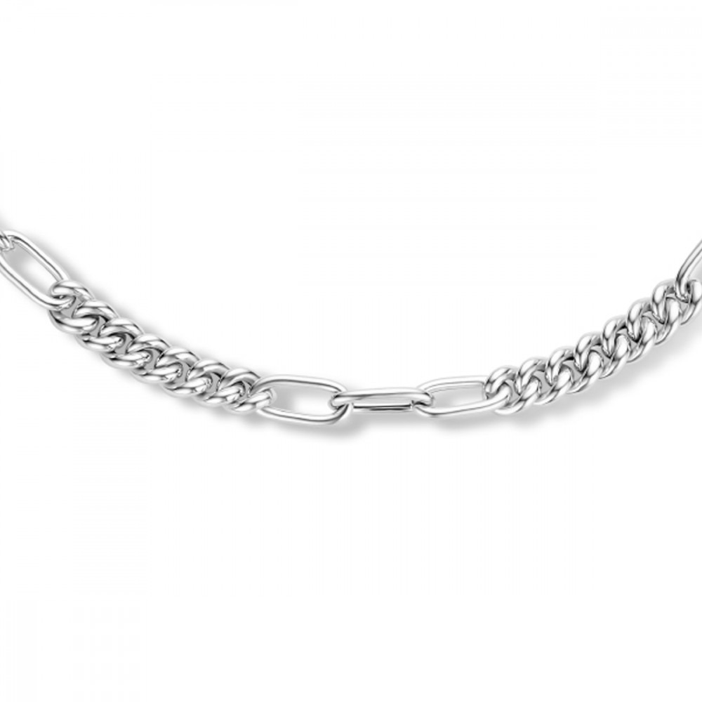 gourmet-en-paperclip-schakelcollier-zilver-lengte-45-cm