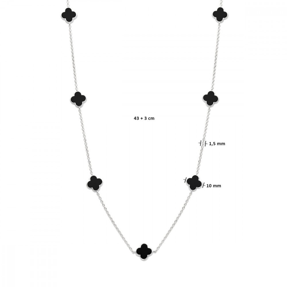 klavertje-vier-bloem-edelsteen-collier-zilver-onyx-lengte-verstelbaar-43-46-cm