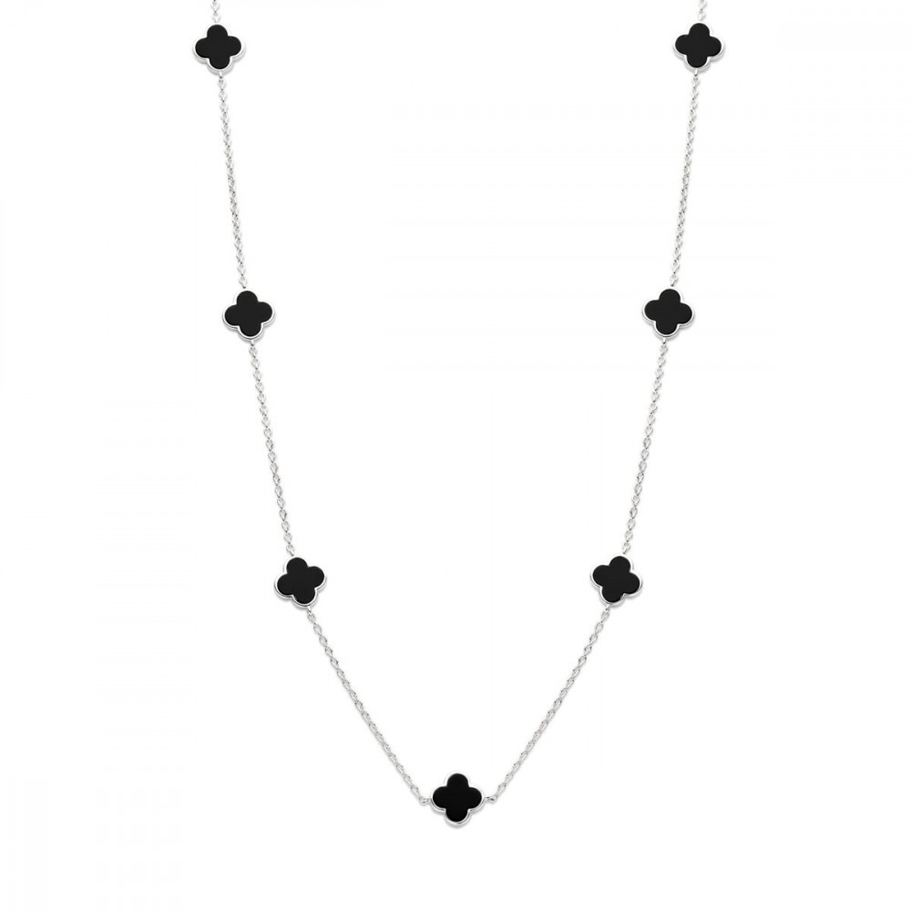 klavertje-vier-bloem-edelsteen-collier-zilver-onyx-lengte-verstelbaar-43-46-cm