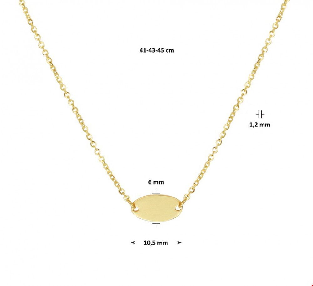 ovaal-1-mm-collier-met-hanger-goud-lengte-45-cm