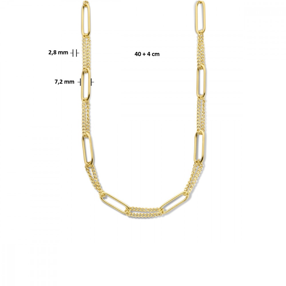 paperclip-gourmet-schakelcollier-7-2-mm-gold-plated-lengte-verstelbaar-42-45-cm